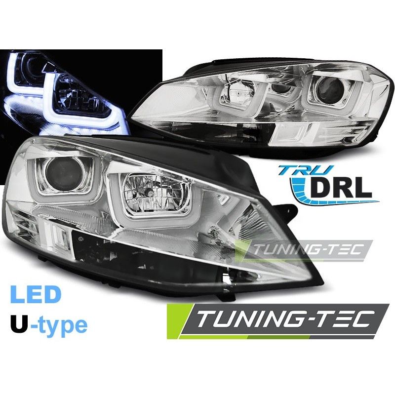 HEADLIGHTS U-LED LIGHT CHROME fits VW GOLF 7 11.12-17, Golf 7 HEADLIGHTS U-LED LIGHT CHROME fits VW GOLF 7 11.12-17, Golf 7