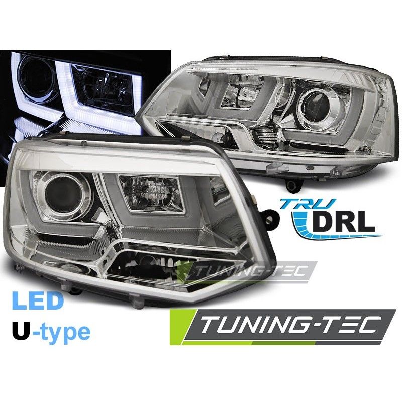 HEADLIGHTS U-LED LIGHT CHROME fits VW T5 2010-2015, T5