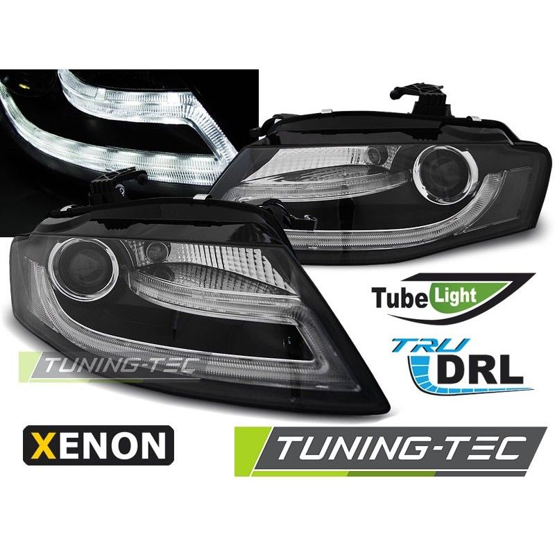 XENON HEADLIGHTS TRUE DRL BLACK fits AUDI A4 B8 04.08-11, A4 B8 08-11