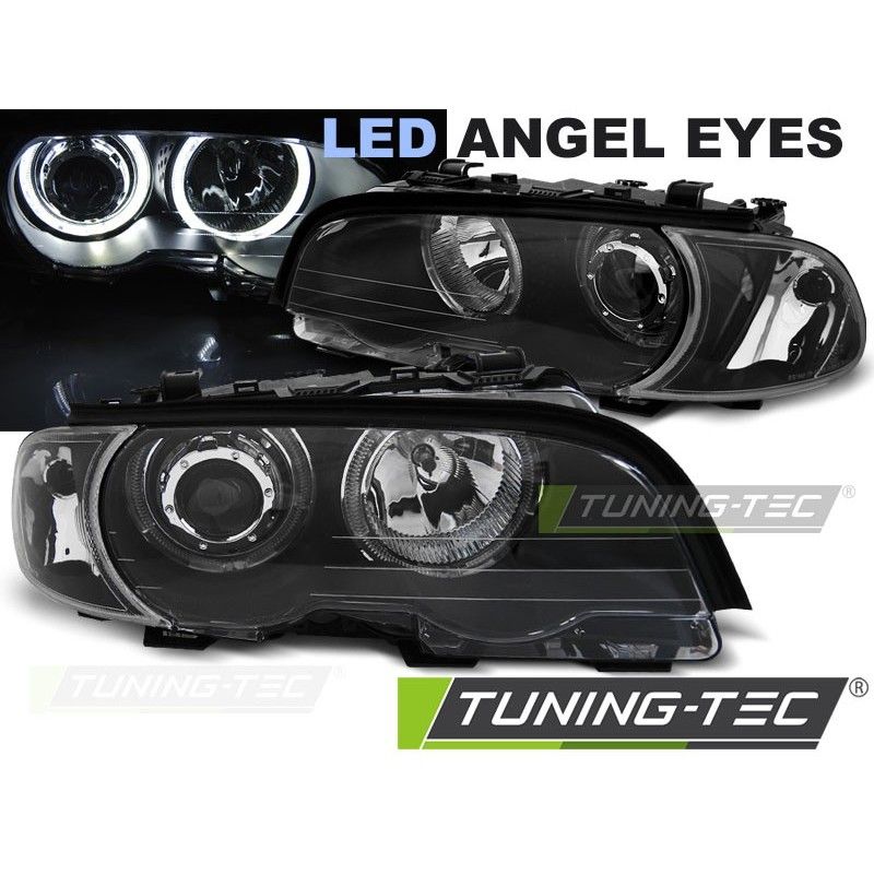 HEADLIGHTS ANGEL EYES LED BLACK fits BMW E46 04.99-03.03 COUPE CABRIO, Serie 3 E46 Coupé/Cab HEADLIGHTS ANGEL EYES LED BLACK fits BMW E46 04.99-03.03 COUPE CABRIO, Serie 3 E46 Coupé/Cab