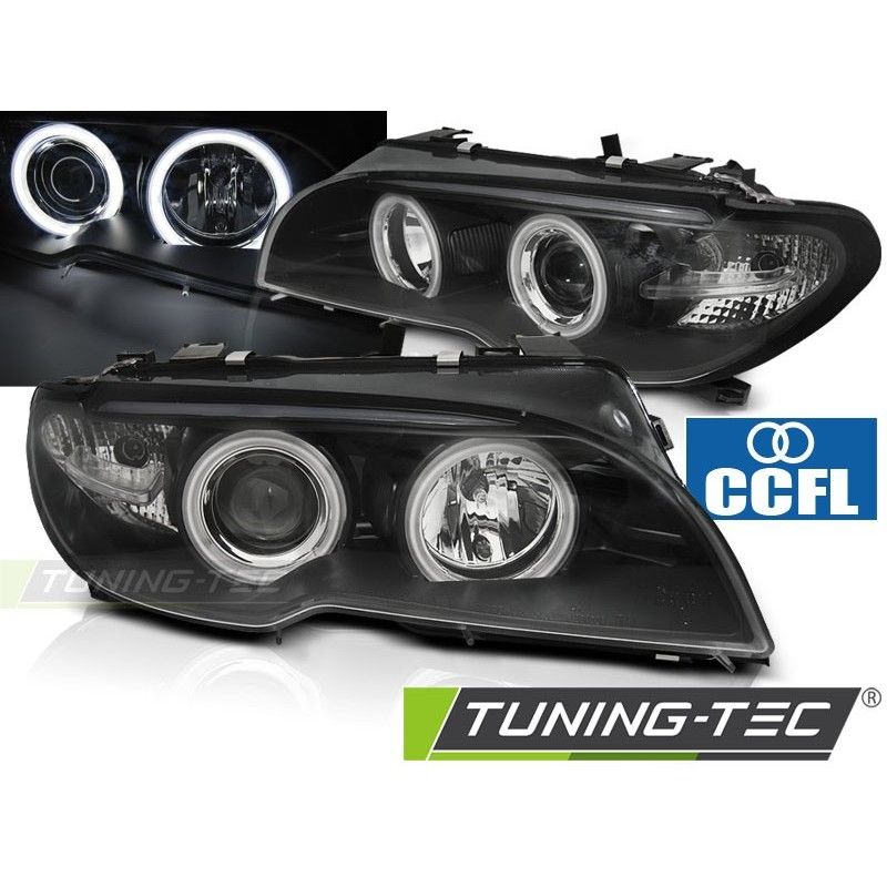 HEADLIGHTS ANGEL EYES CCFL BLACK fits BMW E46 04.03-06 COUPE CABRIO, Serie 3 E46 Coupé/Cab HEADLIGHTS ANGEL EYES CCFL BLACK fits BMW E46 04.03-06 COUPE CABRIO, Serie 3 E46 Coupé/Cab