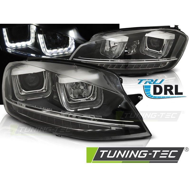 HEADLIGHTS U-LED LIGHT DRL BLACK fits VW GOLF 7 11.12-17, Golf 7 HEADLIGHTS U-LED LIGHT DRL BLACK fits VW GOLF 7 11.12-17, Golf 7