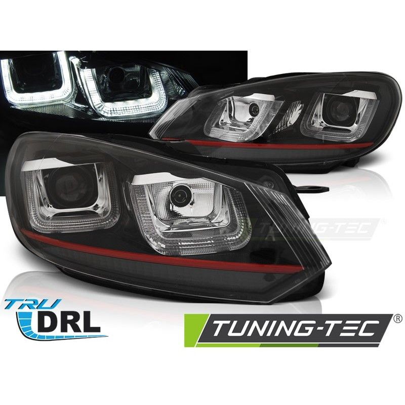 HEADLIGHTS U-LED LIGHT DRL BLACK RED LINE fits VW GOLF 6 08-12, golf 6 HEADLIGHTS U-LED LIGHT DRL BLACK RED LINE fits VW GOLF 6 08-12, golf 6