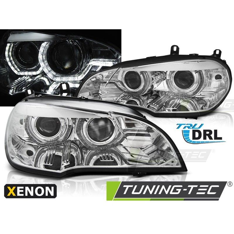 XENON HEADLIGHTS ANGEL EYES LED DRL CHROME fits BMW X5 E70 07-10, Bmw XENON HEADLIGHTS ANGEL EYES LED DRL CHROME fits BMW X5 E70 07-10, Bmw