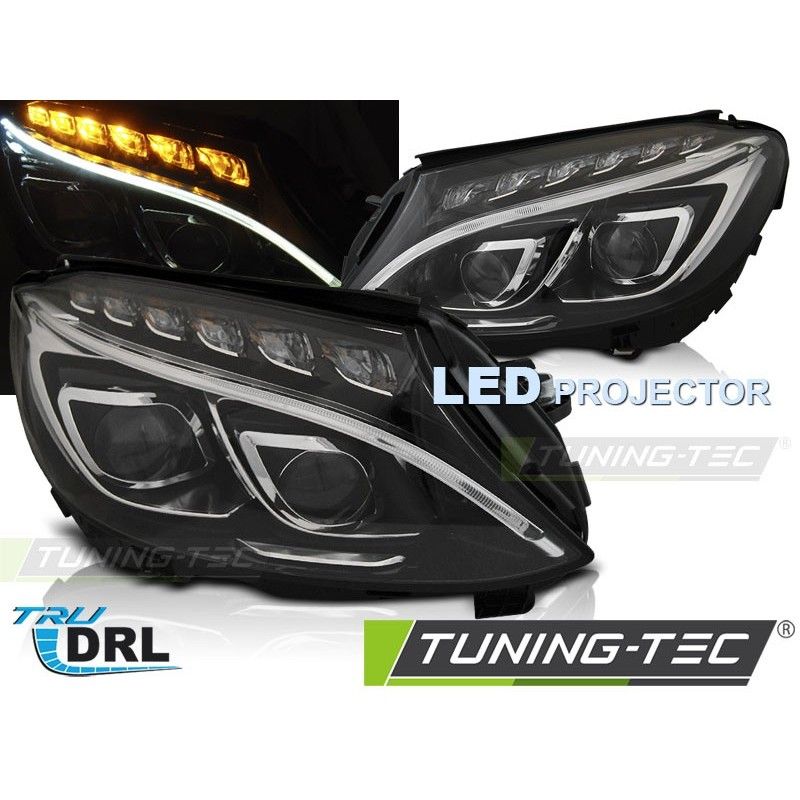 HEADLIGHTS TRUE DRL BLACK fits MERCEDES W205 14-18, Mercedes HEADLIGHTS TRUE DRL BLACK fits MERCEDES W205 14-18, Mercedes