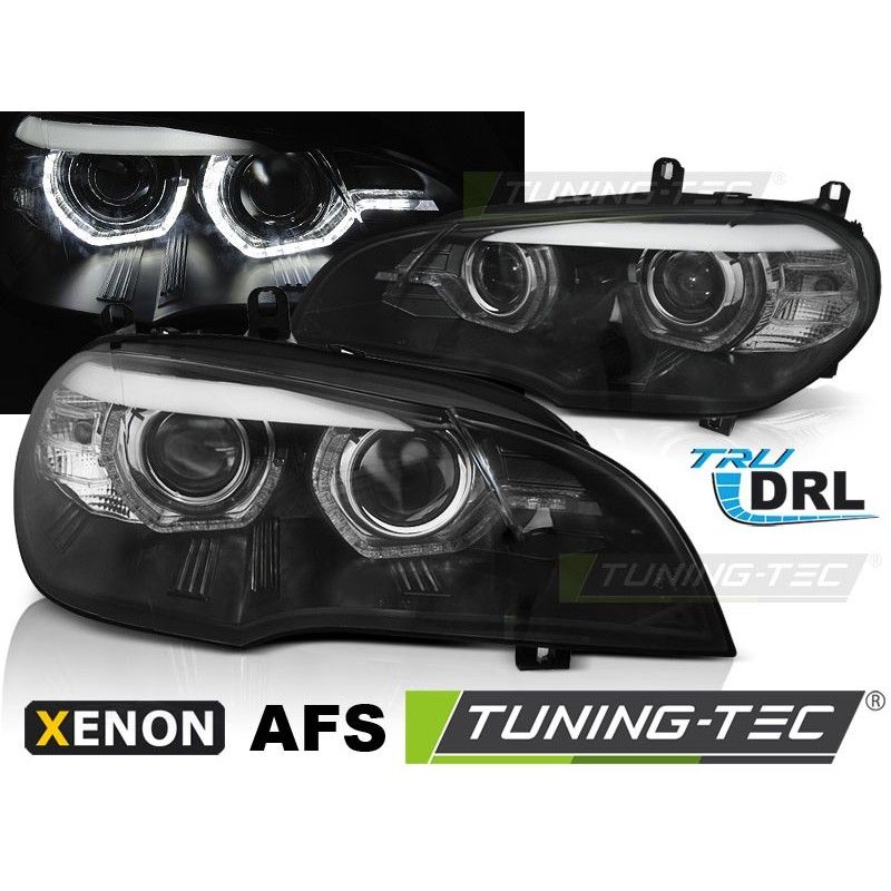 XENON HEADLIGHTS ANGEL EYES LED DRL BLACK AFS fits BMW X5 E70 07-10, Bmw XENON HEADLIGHTS ANGEL EYES LED DRL BLACK AFS fits BMW X5 E70 07-10, Bmw