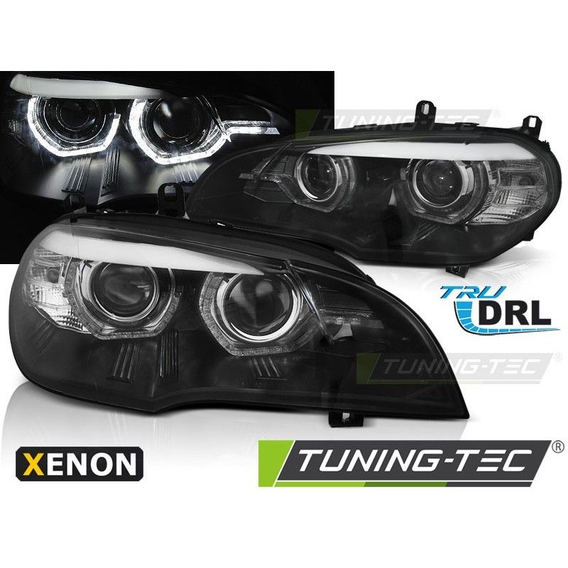 XENON HEADLIGHTS ANGEL EYES LED DRL BLACK fits BMW X5 E70 07-10, Bmw XENON HEADLIGHTS ANGEL EYES LED DRL BLACK fits BMW X5 E70 07-10, Bmw