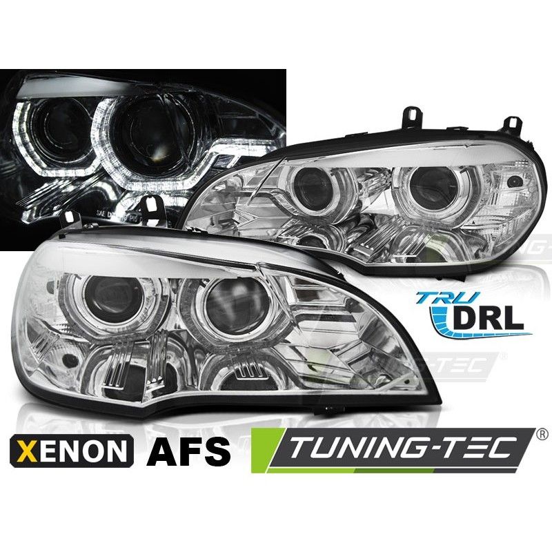 XENON HEADLIGHTS ANGEL EYES LED DRL CHROME AFS fits BMW X5 E70 07-10, Bmw XENON HEADLIGHTS ANGEL EYES LED DRL CHROME AFS fits BMW X5 E70 07-10, Bmw