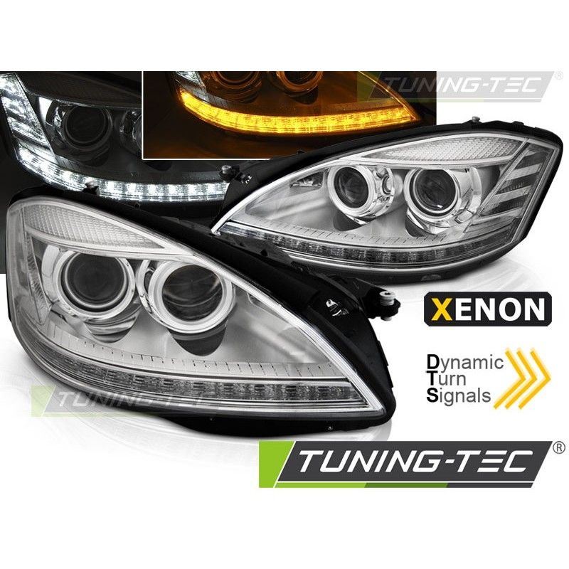 XENON HEADLIGHTS DAYLIGHT CHROME SEQ fits MERCEDES W221 05-09, Mercedes XENON HEADLIGHTS DAYLIGHT CHROME SEQ fits MERCEDES W221 05-09, Mercedes