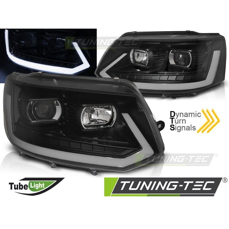 HEADLIGHTS TUBE LIGHT BLACK SEQ fits VW T5 2010-2015, Volkswagen HEADLIGHTS TUBE LIGHT BLACK SEQ fits VW T5 2010-2015, Volkswagen
