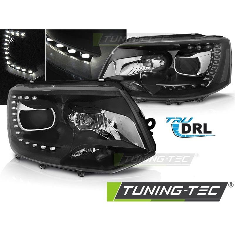 HEADLIGHTS TRUE DRL BLACK fits VW T5 2010-15, Volkswagen HEADLIGHTS TRUE DRL BLACK fits VW T5 2010-15, Volkswagen