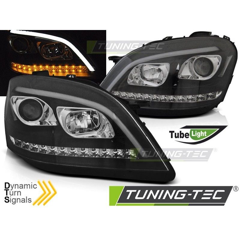 HEADLIGHTS TUBE LIGHT BLACK SEQ fits MERCEDES W164 ML M-KLASA 05-07, Mercedes HEADLIGHTS TUBE LIGHT BLACK SEQ fits MERCEDES W164 ML M-KLASA 05-07, Mercedes