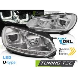 HEADLIGHTS U-LED LIGHT DRL CHROME SEQ fits VW GOLF 6 08-12, Volkswagen