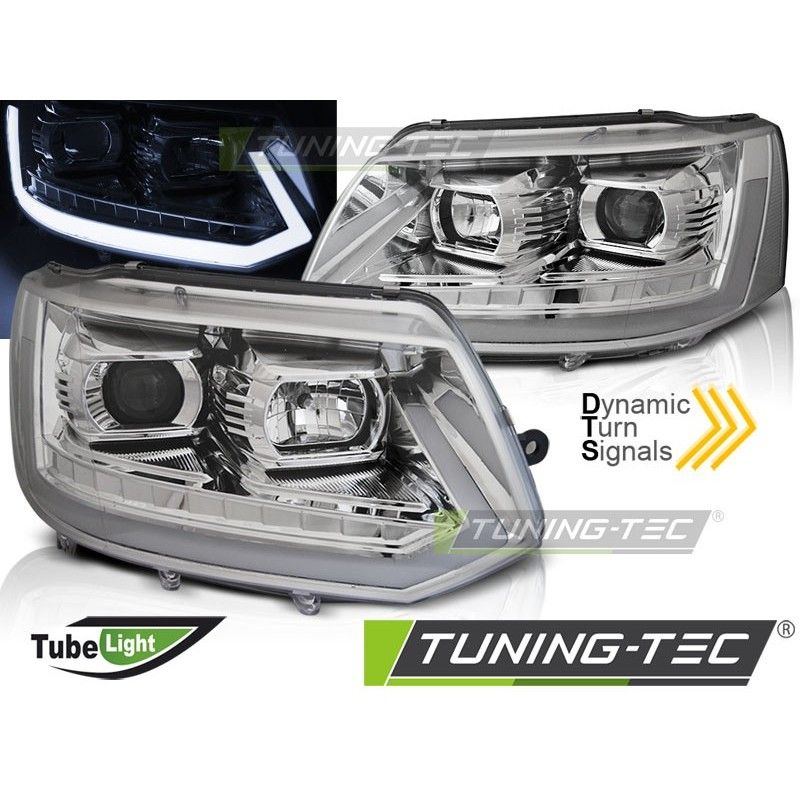 HEADLIGHTS TUBE LIGHT CHROME SEQ fits VW T5 2010-2015, Volkswagen HEADLIGHTS TUBE LIGHT CHROME SEQ fits VW T5 2010-2015, Volkswagen