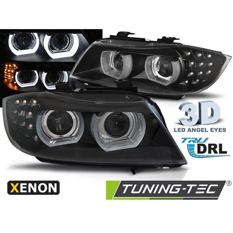 XENON HEADLIGHTS ANGEL EYES LED DRL BLACK fits BMW E90/E91 09-11, Bmw XENON HEADLIGHTS ANGEL EYES LED DRL BLACK fits BMW E90/E91 09-11, Bmw