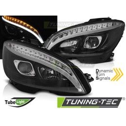 HEADLIGHTS TUBE LIGHT BLACK SEQ fits MERCEDES W204 07-10, Mercedes