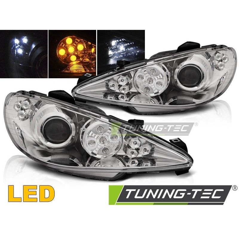PEUGEOT 206 02-ANGEL EYES CHROME LED, Peugeot PEUGEOT 206 02-ANGEL EYES CHROME LED, Peugeot