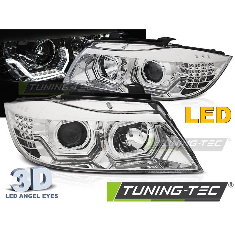 HEADLIGHTS ANGEL EYES LED 3D CHROME fits BMW E90/E91 05-08, Bmw HEADLIGHTS ANGEL EYES LED 3D CHROME fits BMW E90/E91 05-08, Bmw