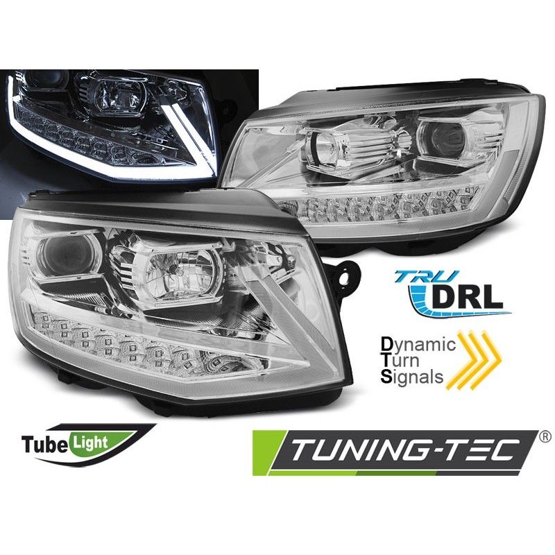 HEADLIGHTS TUBE LIGHT DRL CHROME SEQ fits VW T6 15-19, Volkswagen HEADLIGHTS TUBE LIGHT DRL CHROME SEQ fits VW T6 15-19, Volkswagen