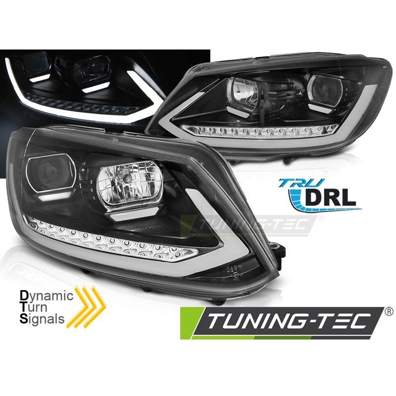 HEADLIGHTS TUBE LIGHT DRL BLACK SEQ fits VW TOURAN II 08.10-15, Volkswagen HEADLIGHTS TUBE LIGHT DRL BLACK SEQ fits VW TOURAN II 08.10-15, Volkswagen