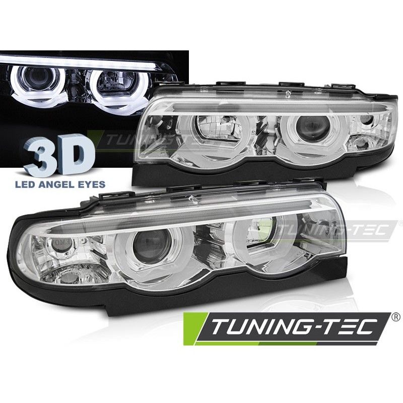 HEADLIGHTS ANGEL EYES LED 3D CHROME fits BMW E38 94-01, Bmw HEADLIGHTS ANGEL EYES LED 3D CHROME fits BMW E38 94-01, Bmw