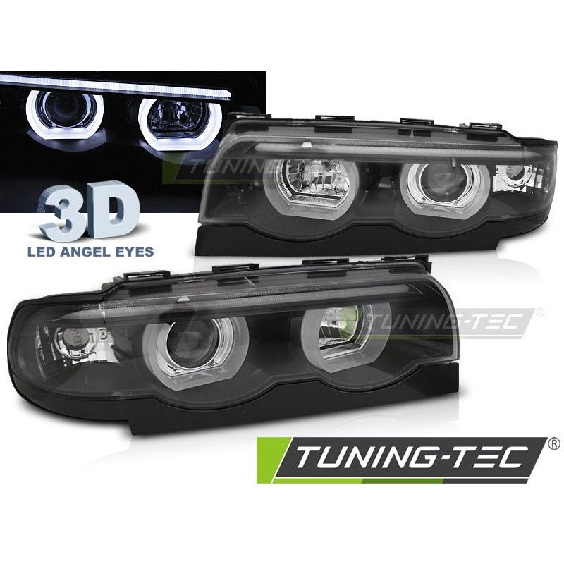 HEADLIGHTS ANGEL EYES LED 3D BLACK fits BMW E38 94-01, Bmw HEADLIGHTS ANGEL EYES LED 3D BLACK fits BMW E38 94-01, Bmw