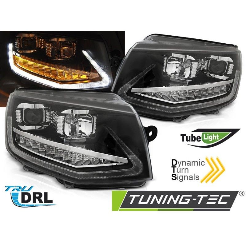 HEADLIGHTS TUBE LIGHT DRL BLACK SEQ fits VW T6 15-19, Volkswagen HEADLIGHTS TUBE LIGHT DRL BLACK SEQ fits VW T6 15-19, Volkswagen