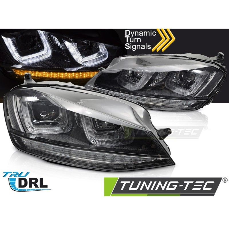 HEADLIGHTS LIGHT SEQ BLACK WITH BLACK LINE fits VW GOLF 7 13-17, Nouveaux produits tuning-tec