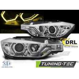 HEADLIGHTS ANGEL EYES YELLOW LED DRL CHROME fits BMW F30/F31 11-15 , Nouveaux produits tuning-tec