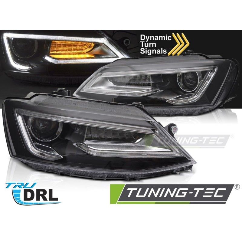 HEADLIGHTS TUBE LIGHT BLACK fits VW JETTA VI 11-18, Nouveaux produits tuning-tec