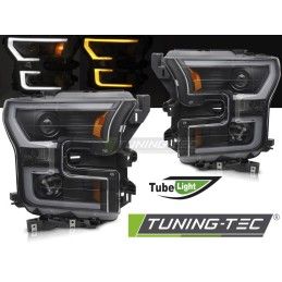HEADLIGHTS TUBE LIGHT DOUBLE BLACK fits FORD F150 MK13 14-17, Nouveaux produits tuning-tec