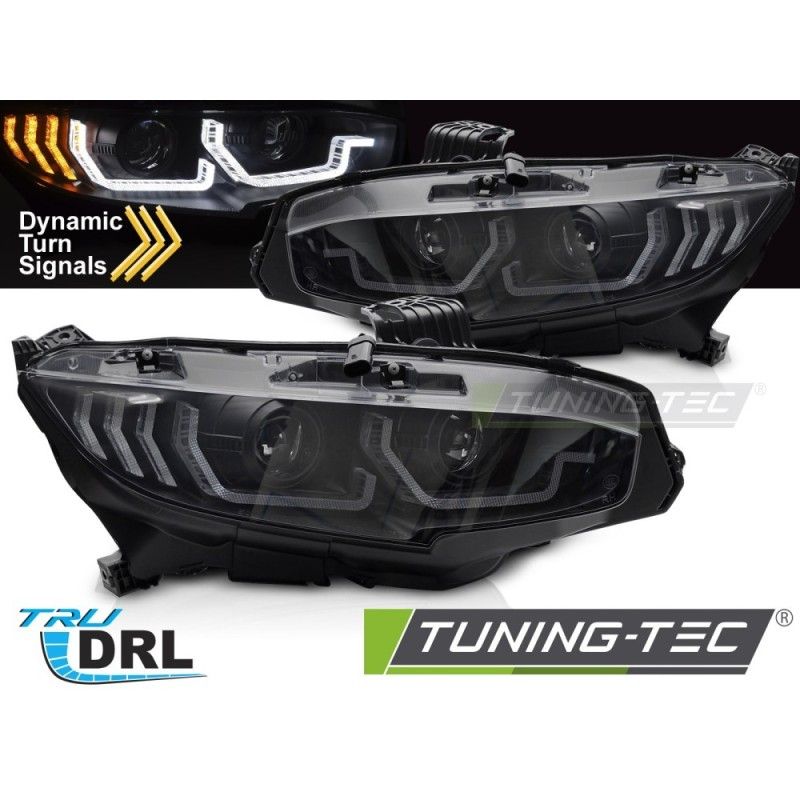HEADLIGHTS BLACK DRL SEQ fits HONDA CIVIC X 16-21, Nouveaux produits tuning-tec