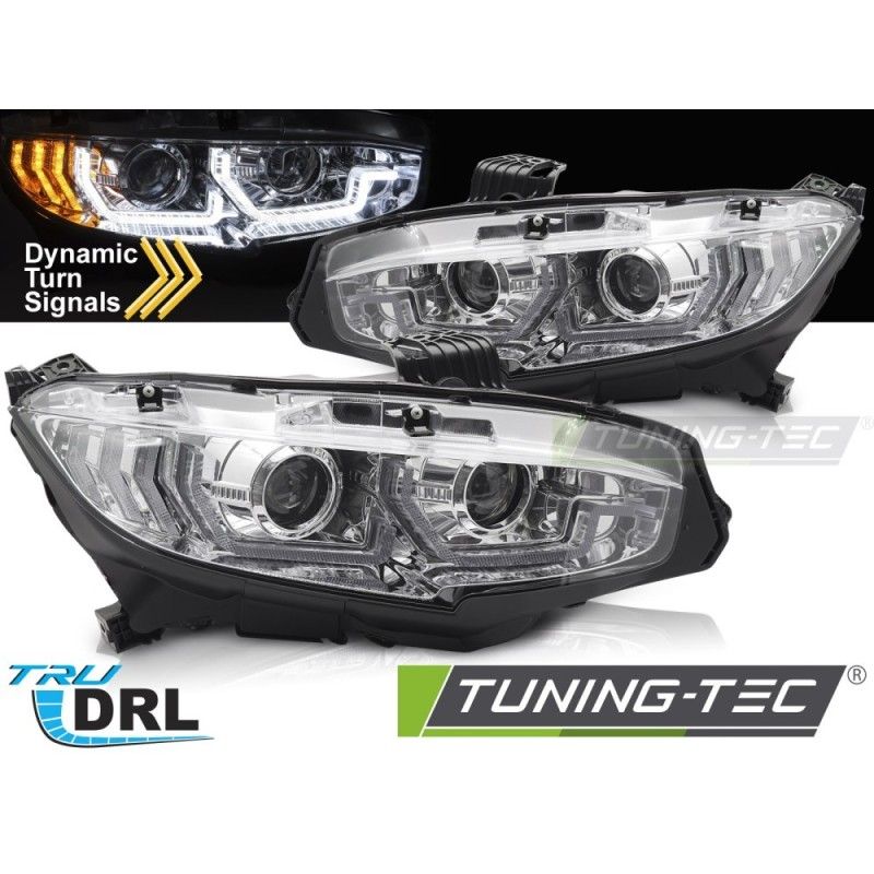 HEADLIGHTS CHROME DRL SEQ fits HONDA CIVIC X 16-21, Nouveaux produits tuning-tec