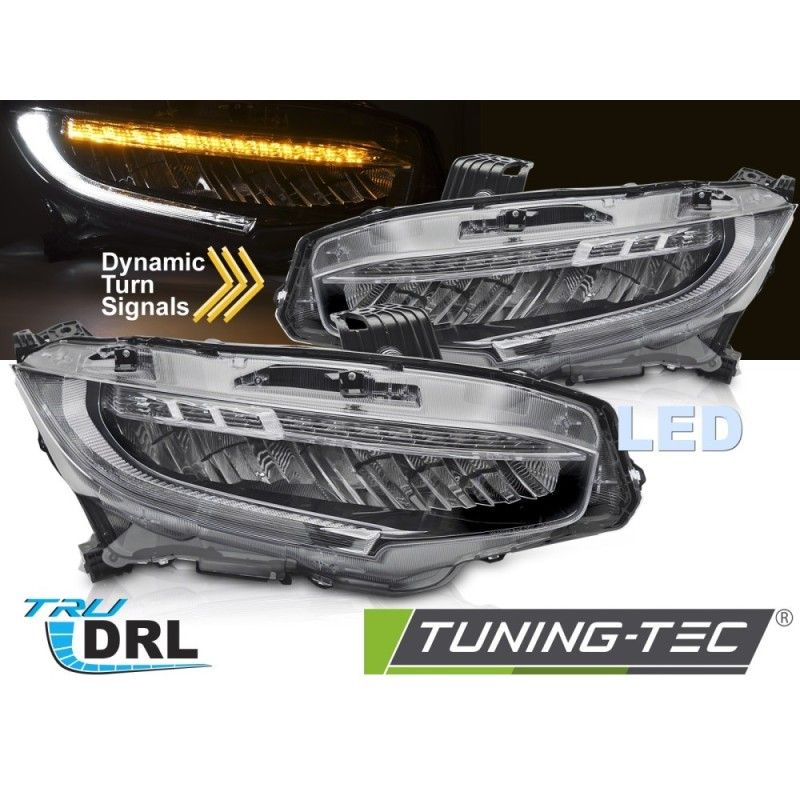 FULL LED HEADLIGHTS BLACK fits HONDA CIVIC X 16-21, Nouveaux produits tuning-tec