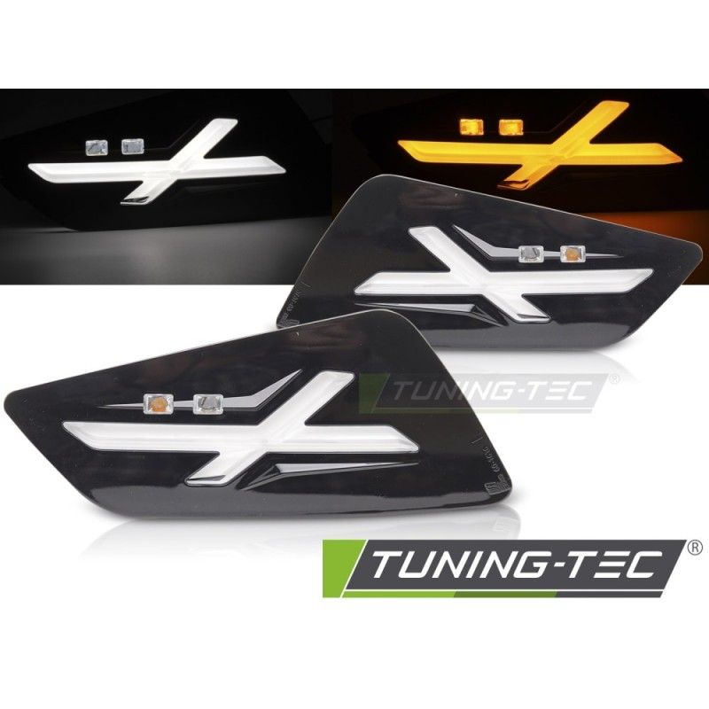 FRONT DIRECTION GLOSSY BLACK LED fits VESPA GTS / GTV 300cc, Nouveaux produits tuning-tec