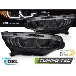 LED HEADLIGHTS BLACK DRL SEQ fits HONDA CIVIC X 16-21, Nouveaux produits tuning-tec
