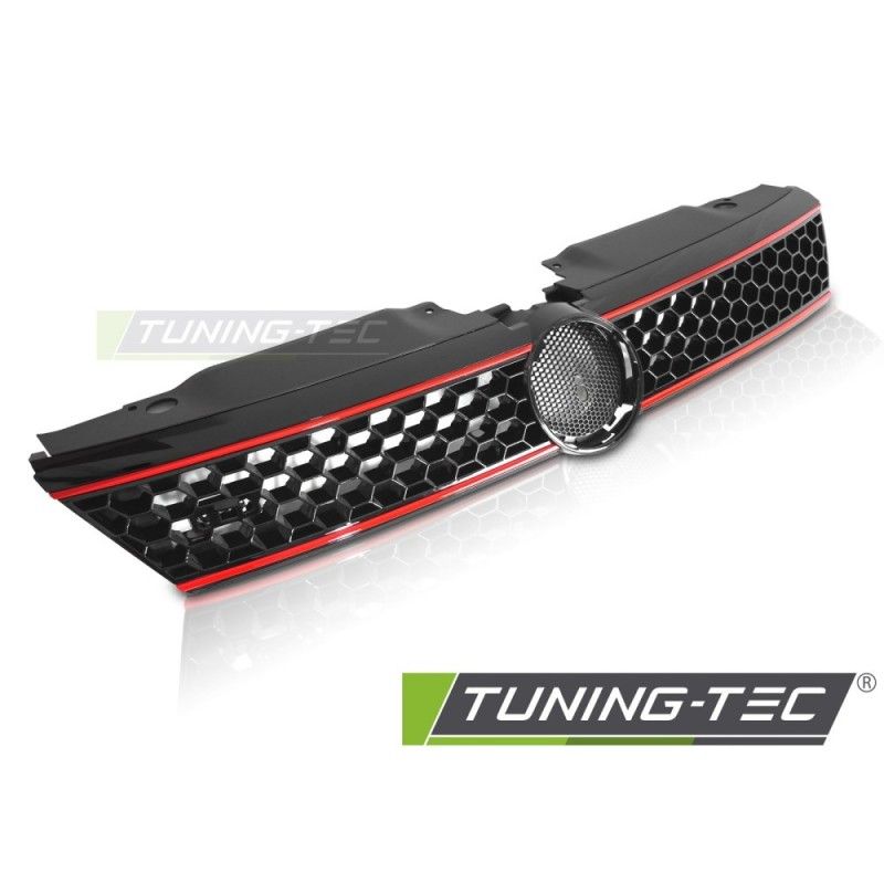 GRILLE SPORT STYLE GLOSSY BLACK with RED LINES fits VW JETTA VI 11-14 , Nouveaux produits tuning-tec
