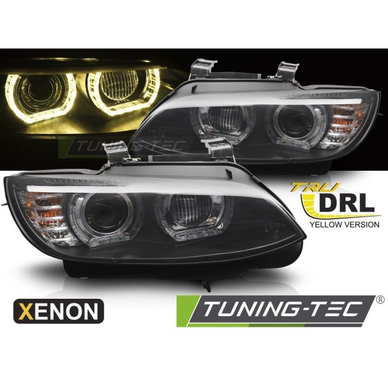 XENON HEADLIGHTS YELLOW LED BLACK DRL fits BMW E92 / E93 06-10, Nouveaux produits tuning-tec