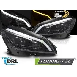 HEADLIGHTS TUBE LED GLOSSY BLACK SEQ DRL fits MERCEDES W204 11-14, Nouveaux produits tuning-tec