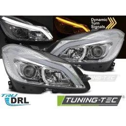 HEADLIGHTS TUBE LED CHROME SEQ DRL fits MERCEDES W204 11-14, Nouveaux produits tuning-tec