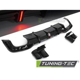 DIFFUSOR TWIN OUTLET GLOSSY BLACK with LED BRAKE LIGHT SPORT STYLE fits AUDI A5 F5 19-23, Nouveaux produits tuning-tec