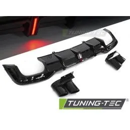 DIFFUSOR TWIN OUTLET GLOSSY BLACK with LED BRAKE LIGHT SPORT STYLE fits AUDI A5 F5 19-23, Nouveaux produits tuning-tec
