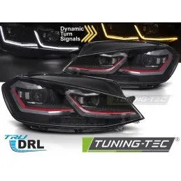 LED HEADLIGHTS RED LED SEQ DRL fits VW GOLF VII 17-19, Nouveaux produits tuning-tec