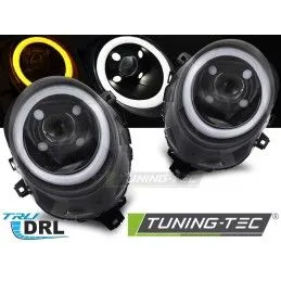 HEADLIGHTS TUBE LIGHT GLOSSY BLACK DRL fits MINI (COOPER) F55 / F56 / F57 14-17, Nouveaux produits tuning-tec