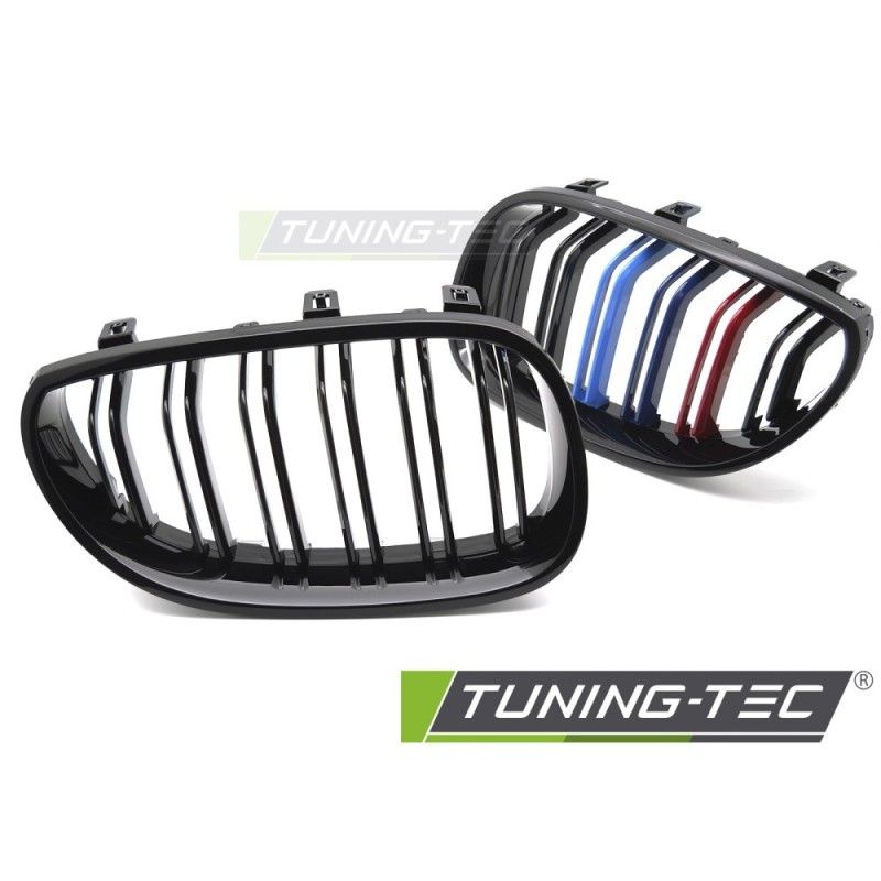 GRILLE SPORT GLOSSY BLACK TRI-COLOUR DOUBLE BAR fits BMW E60 / E61 03-10 , Nouveaux produits tuning-tec
