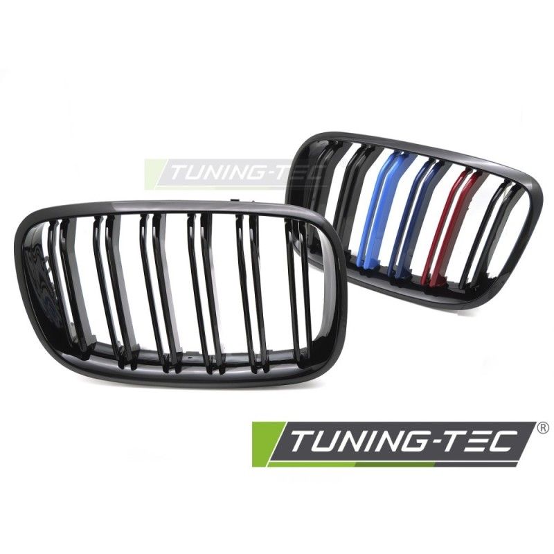 GRILLE SPORT GLOSSY BLACK TRI-COLOUR DOUBLE BAR fits BMW X5 E70 07-13 / X6 E71 08-14 , Nouveaux produits tuning-tec