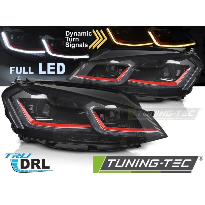 HEADLIGHTS FULL LED RED SEQ DRL fits VW GOLF VII 13-17 , Nouveaux produits tuning-tec