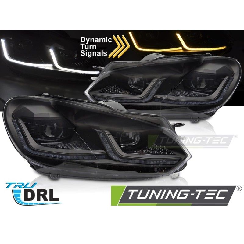 HEADLIGHTS BLACK LED SEQ DRL fits VW GOLF VI 08-12, Nouveaux produits tuning-tec