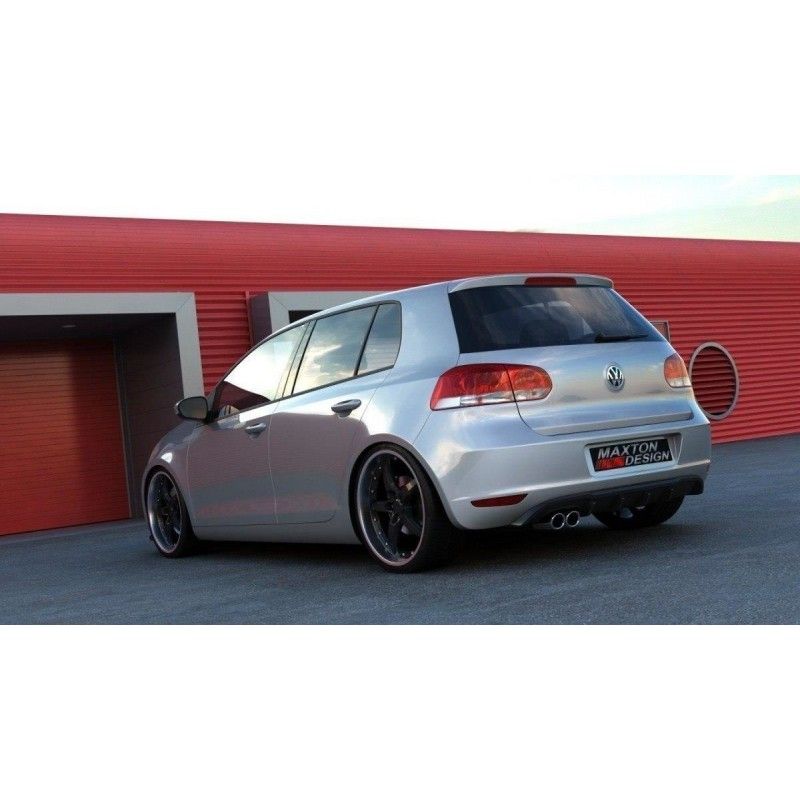 Maxton RAJOUT DU PARE-CHOCS ARRIÈRE VW GOLF VI AVEC 1 ECHAPPEMENT Gloss Black, VW-GO-6-RS1G Tuning.fr