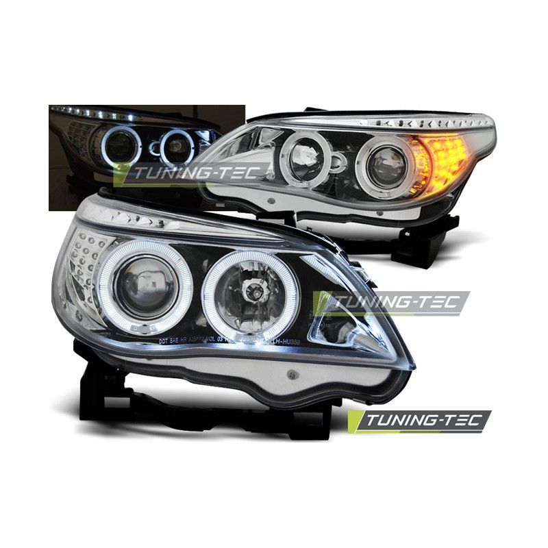 HEADLIGHTS ANGEL EYES CHROME LED INDICATOR fits BMW E60/E61 03-07, Serie 5 E60/61 HEADLIGHTS ANGEL EYES CHROME LED INDICATOR fits BMW E60/E61 03-07, Serie 5 E60/61